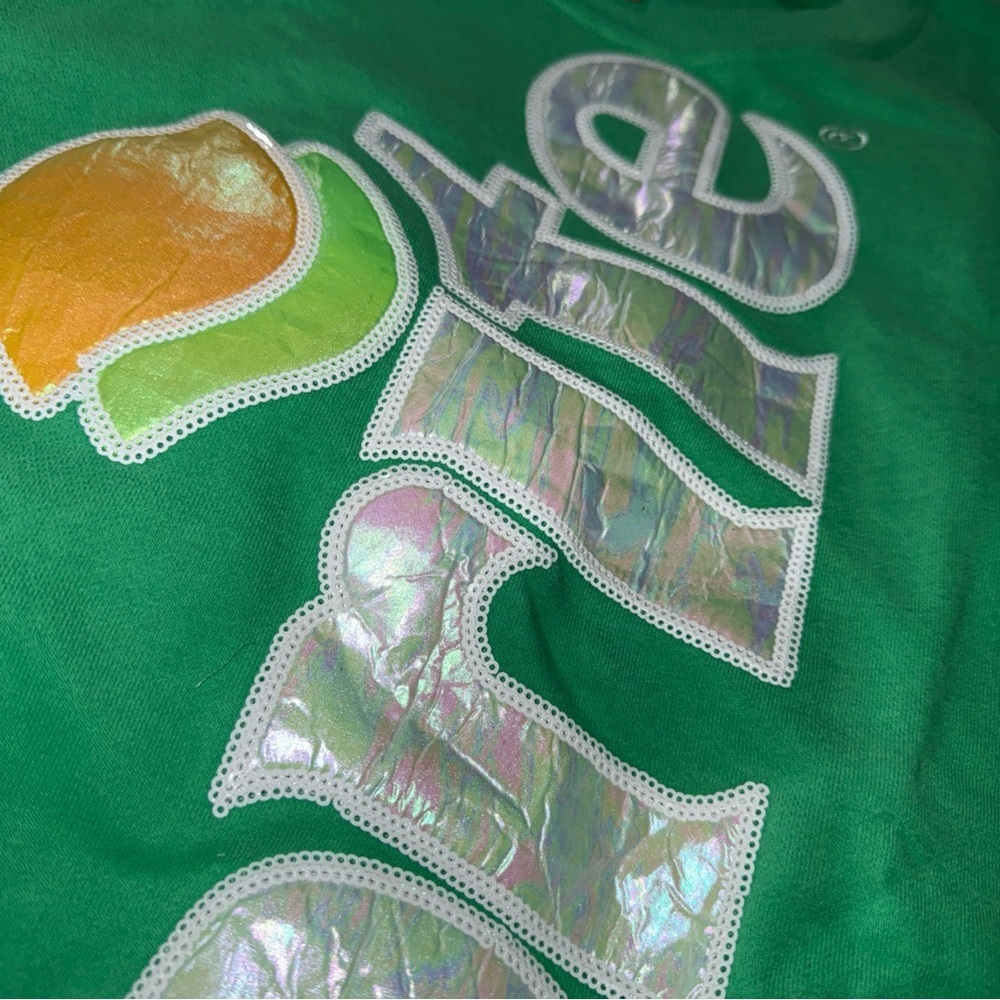 QUEEN OF SPARKLES Bright Green Logo Sweatshirt sprite oversized large l new - Picture 3 of 7